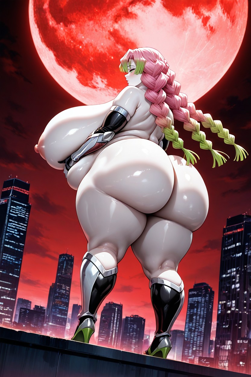 Standing On Top Skyscraper, White Taimanin Suit, 25+ Hentai AI Porn