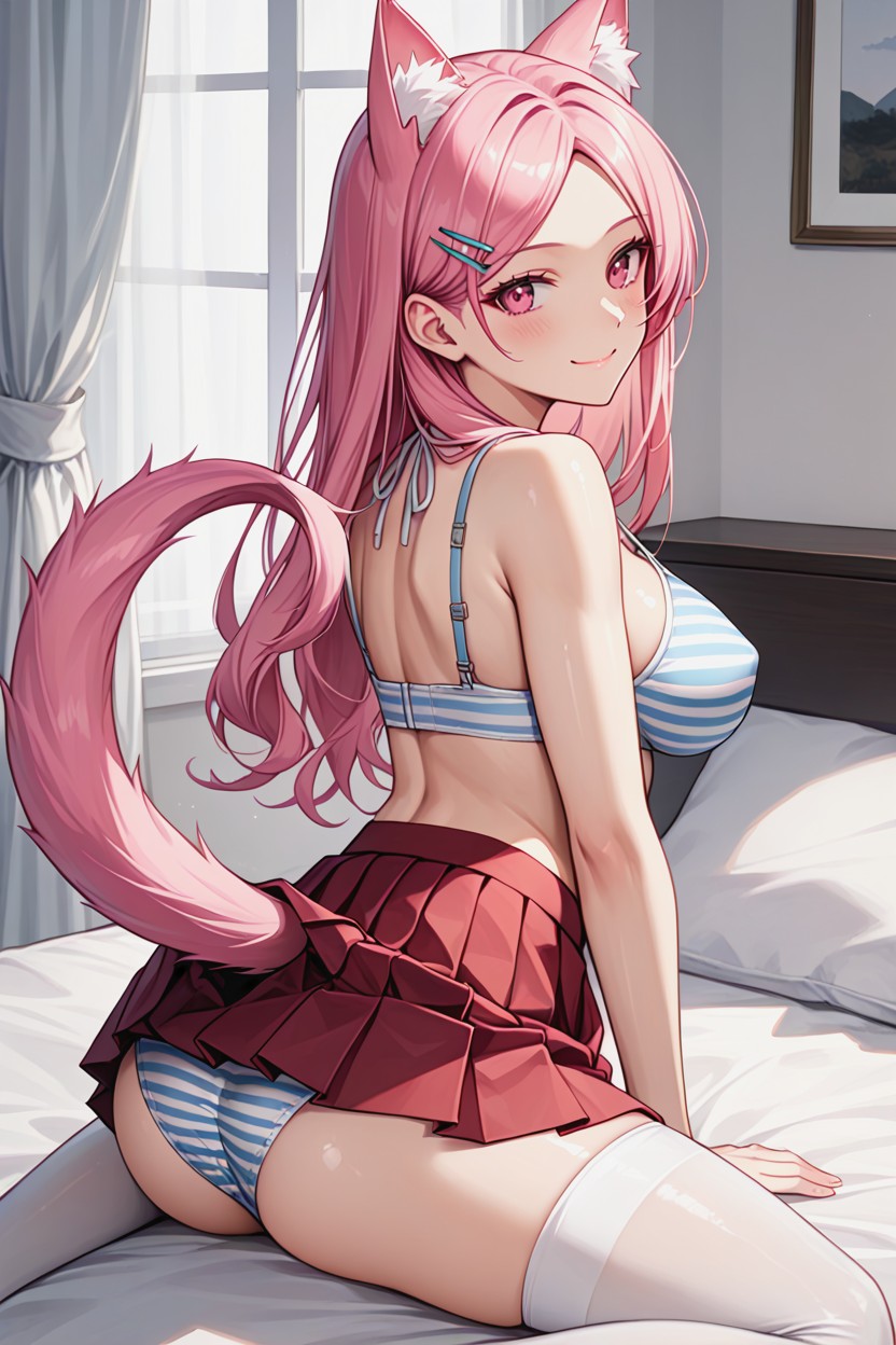 From Behind, Covered Nipples, Striped Panties Hentai AI Porn