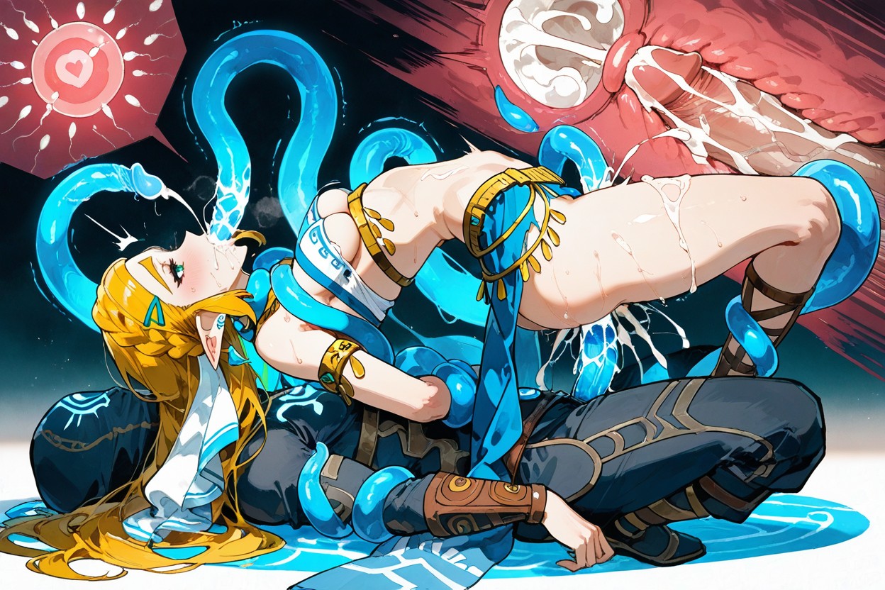Lifted By Tentacles, Very Ripped Clothes, Small Breasts Hentai AI Porn