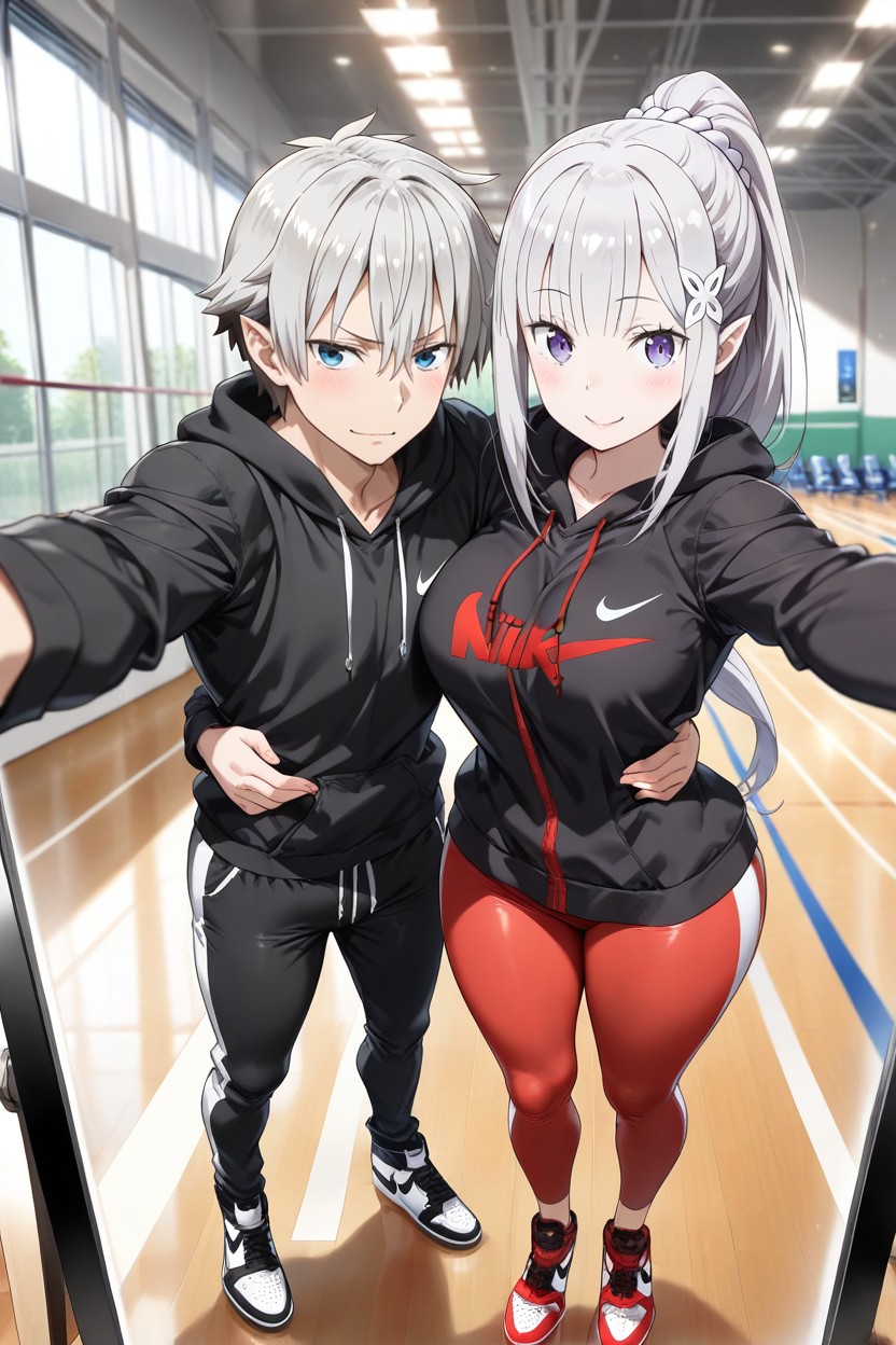 Soft Shading, Smooth Skin, Tight Red Nike Leggings Hentai AI Porn