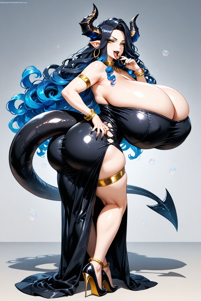 Yellow Eyes, Demon, Voluminous Hair Hentai AI Porn