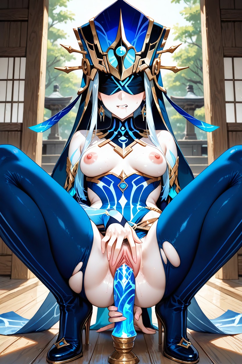 Small Breasts, Fancy Headdress, Using One Hand To Masturbate Hentai AI Porn