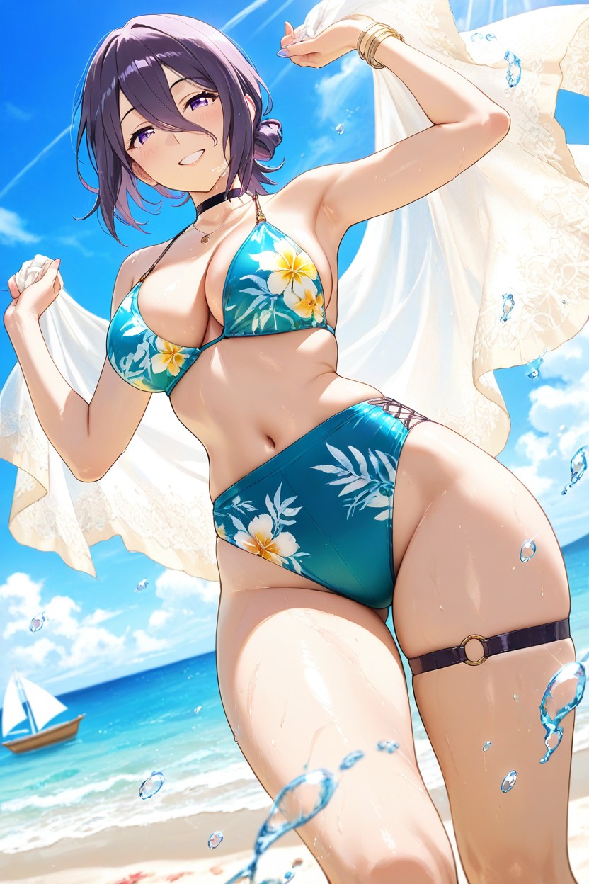 Highly Detailed, Stylish Summer Outfits, Crystal-clear Turquoise Ocean Hentai AI Porn