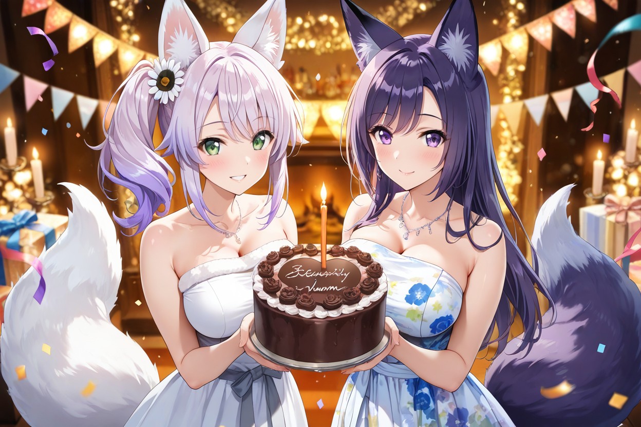Beautiful Fox Woman, Beautiful Composition, Fairy Lights Hentai AI Porn