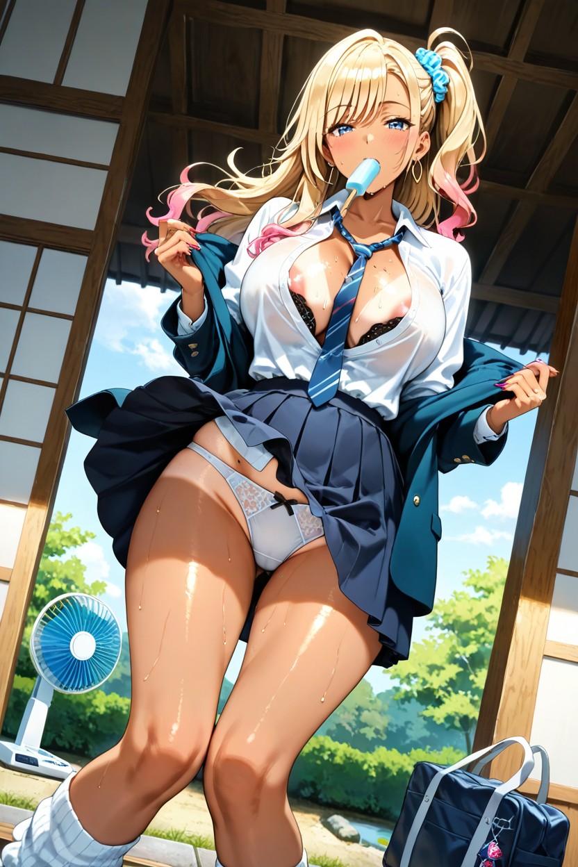 Showy, Swimsuit Tan Lines, White Panties Hentai AI Porn