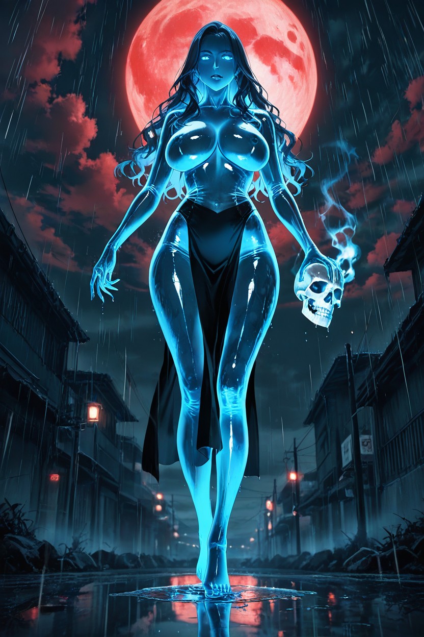 Long Wavy Hair, Haunted Aesthetic, Moody And Sensual Atmosphere Hentai AI Porn