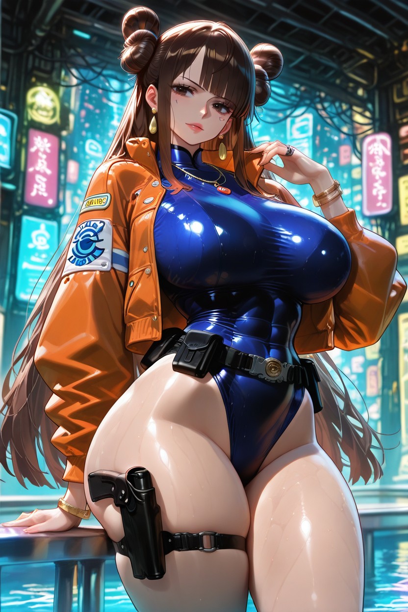 Abs, Volumetric Lighting, Holsters On Thighs Hentai IA