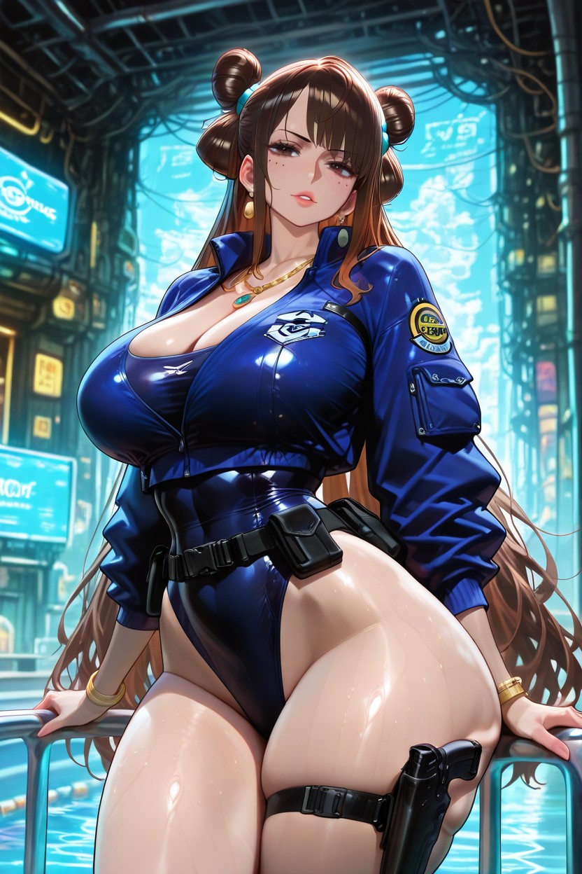 Cyberpunk Bar Setting, Beautiful Woman, Ultra High Definition Hentai IA