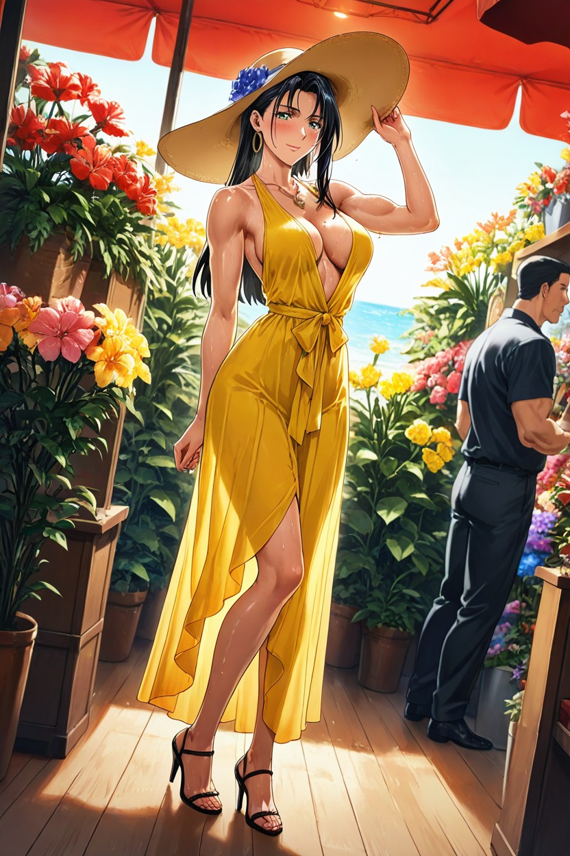 High Heels, Cleavage, Man Woman In Scene Hentai IA