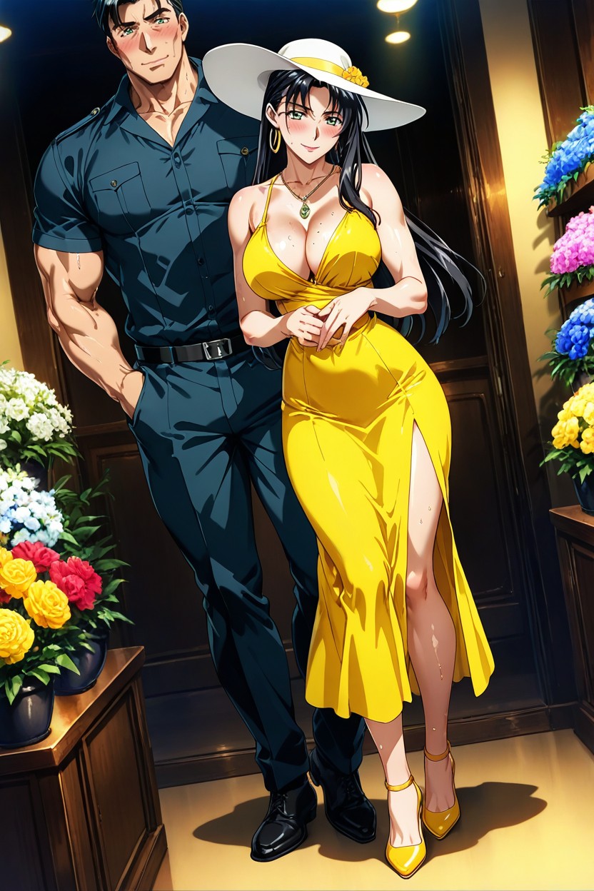 Sexy Long Necklace, Fit Athletic Body, Blushing Hentai AI Porn
