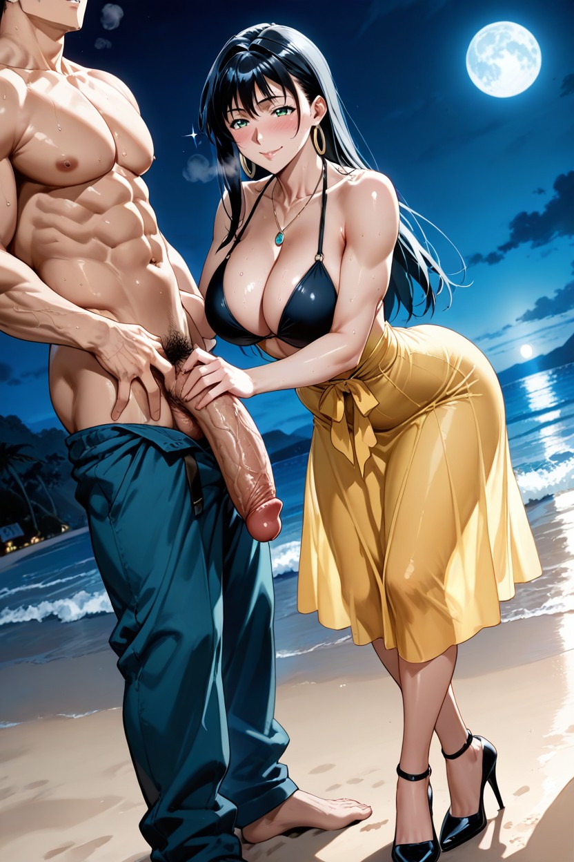 Massive Cock, Womans Hands On Penis, Toned Hentai IA
