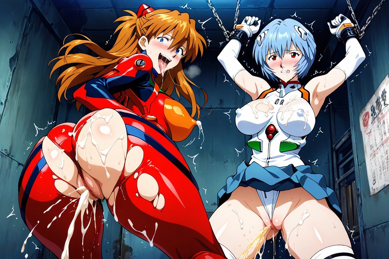 Two Females, Cum Coming Out Of Her Mouth And Nose, Blushing Hentai IA