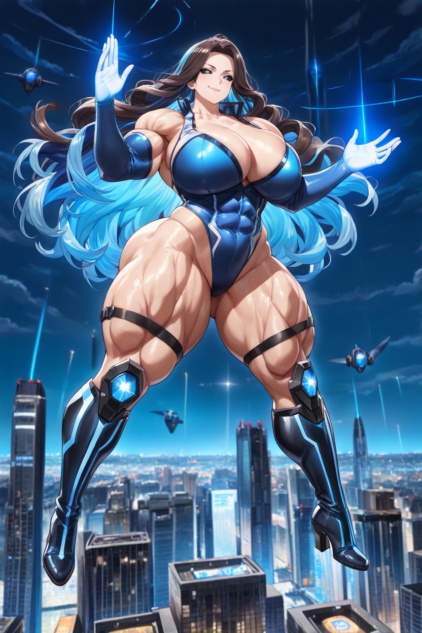 Glowing Bright Blue Eyes, 25+, Full Body Shot Hentai AI Porn