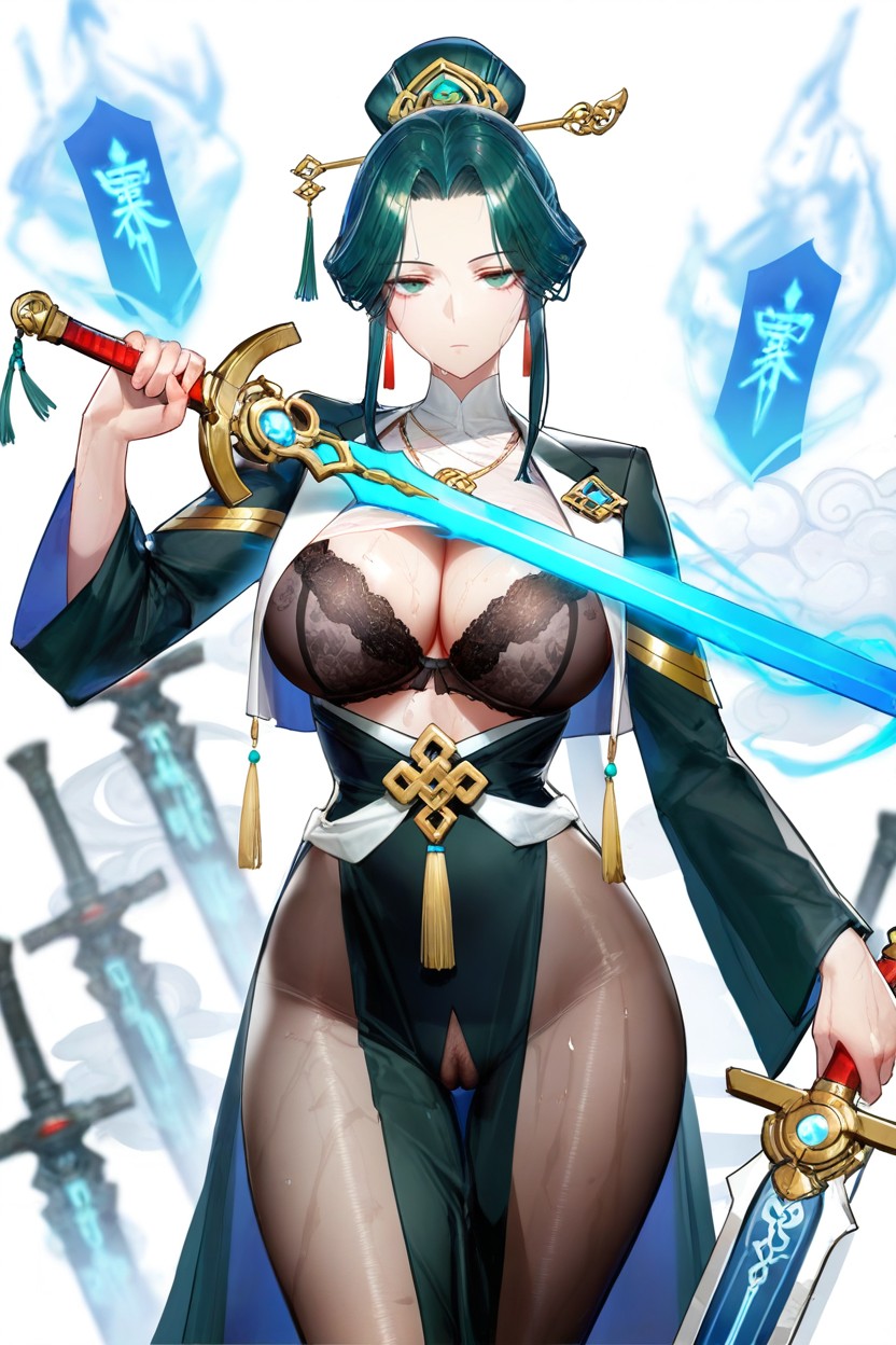 White Background, Breast Curtain, Soft Depth Of Field Hentai IA