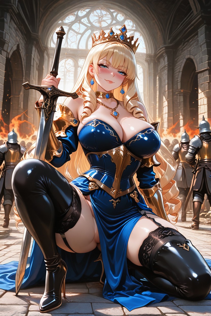 Blonde Eyebrows, Female Knights, No Panties ヘンタイAIポルノ