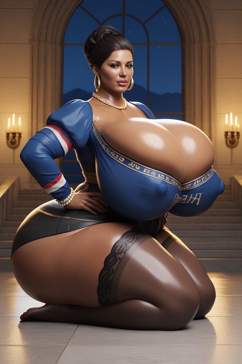Long Black Hair, Thick Thighs, Hyper Gigantic Colossal Tits ヘンタイAIポルノ