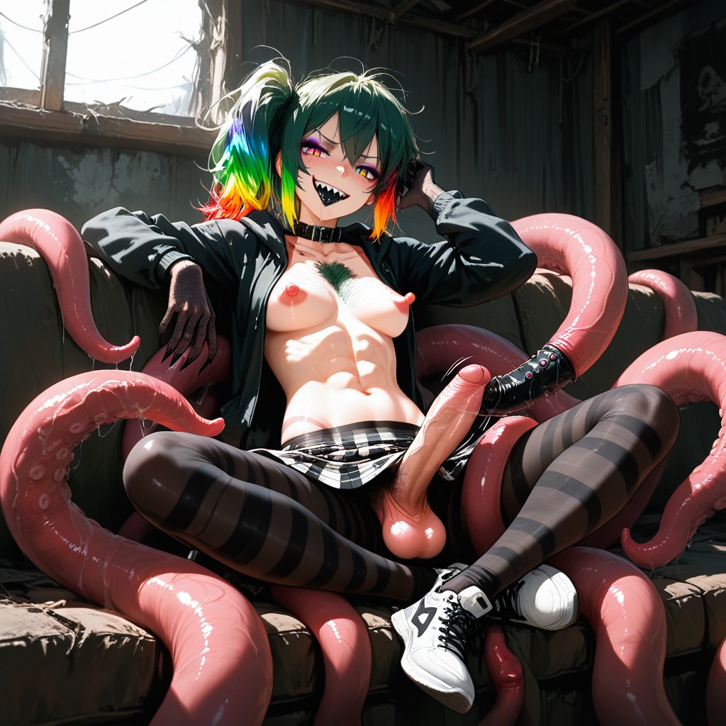 Mouth Focus, Futanari, Rainbow Eyes Hentai AI Porn