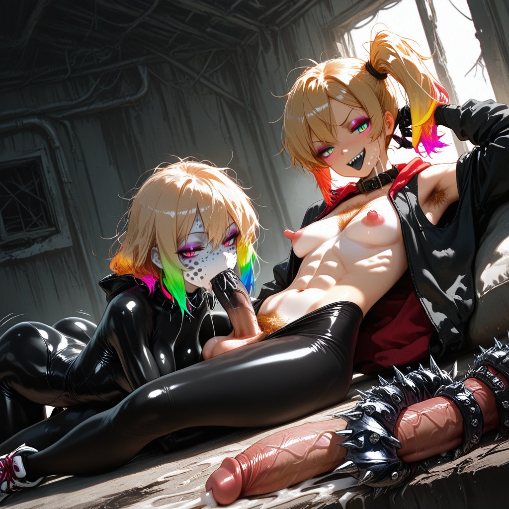 Drooling, Black Tongue, Chest Hair Hentai AI Porn