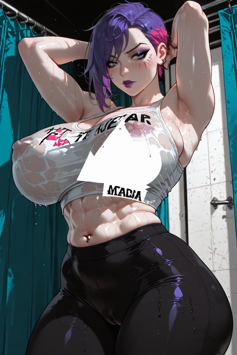 Pixie Hair, Exposed Belly, Ropa Mojada Hentai IA