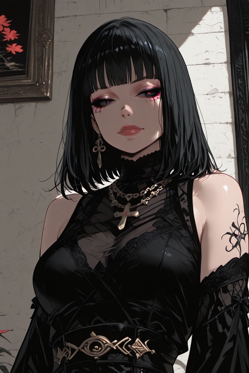And Rings, Japanese-inspired Aesthetic Her Build Appears And Elegant, Necklaces Hentai AI Porn