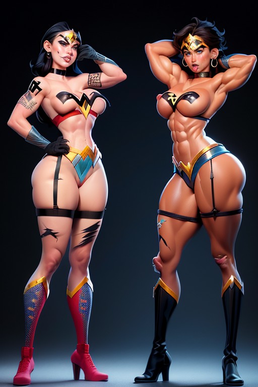 Tribal Tattoos Above The Butt On The Lower Back, Huge Hyper Ass And Boobs, Hyper Massive Legs Hentai IA