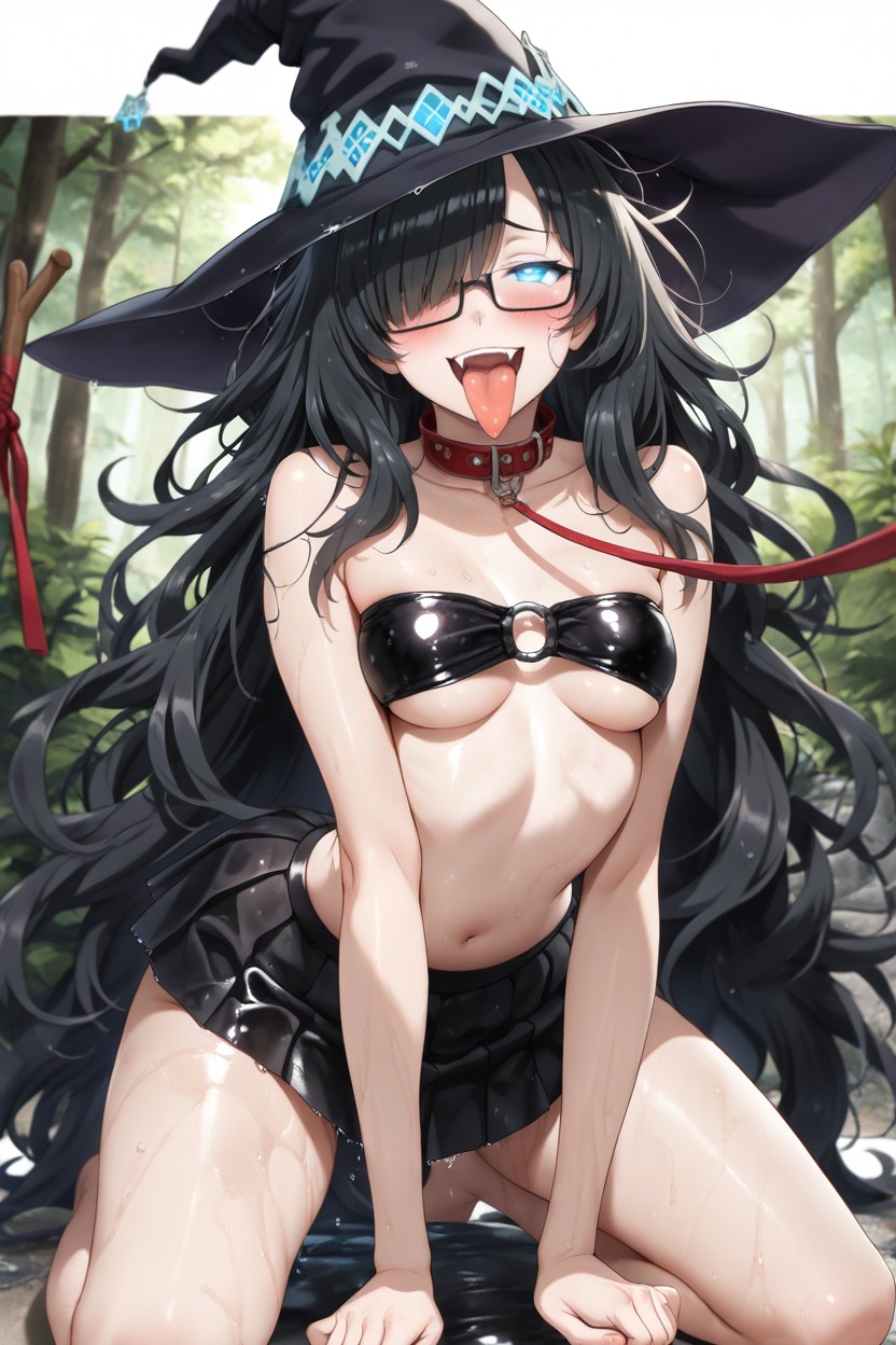 Kneeling, Blue Eyes, Pet Play Hentai AI Porn