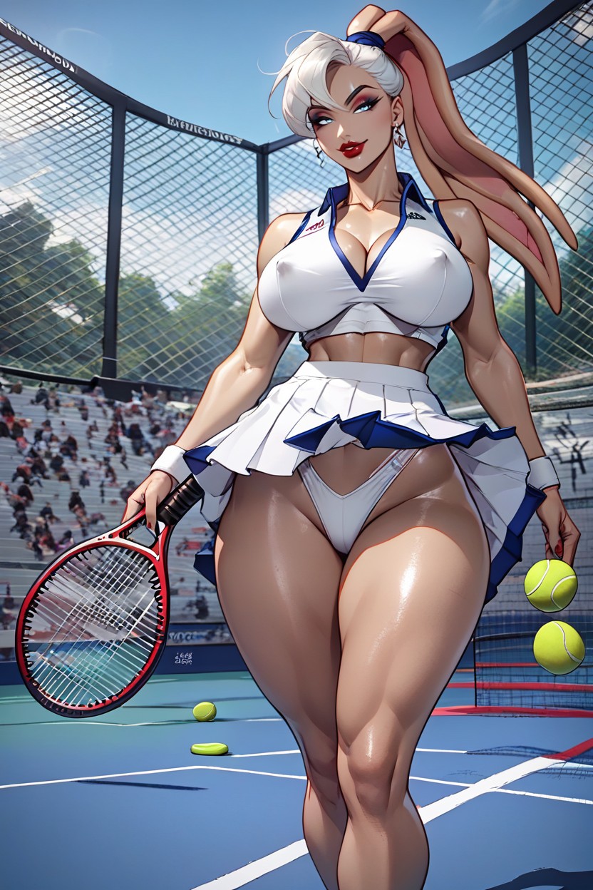 Platinum Blonde, Hourglass Figure, Tennis Court Hentai AI Porn