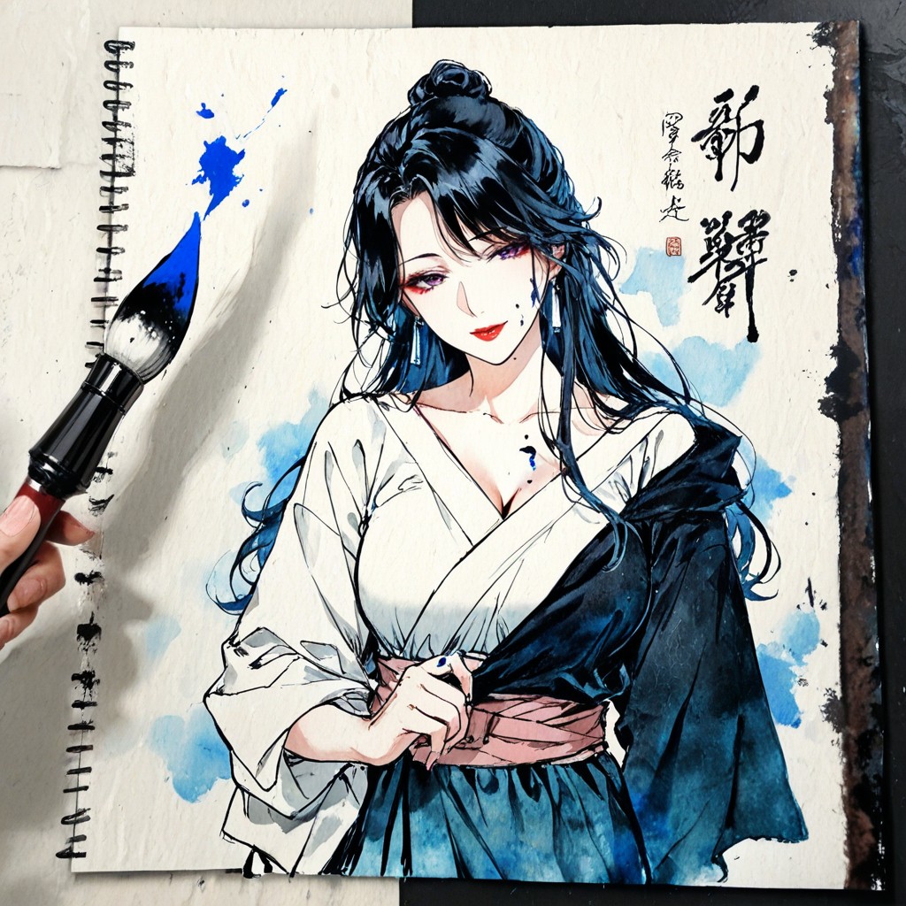 Partially Rendered Figure, High Contrast Black Ink, Visible Paper Grain Hentai AI Porn