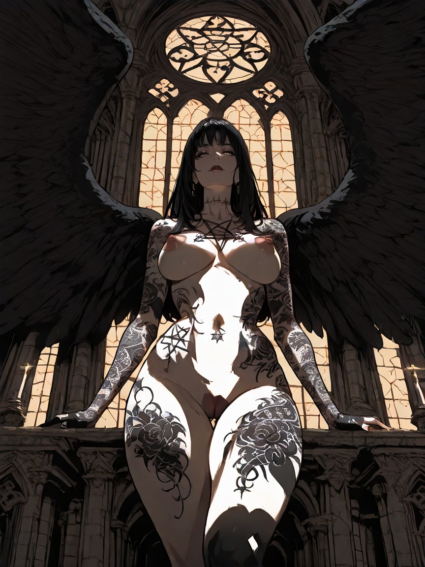 Large Wings, Naked, Feminine Features Porno IA Hentai