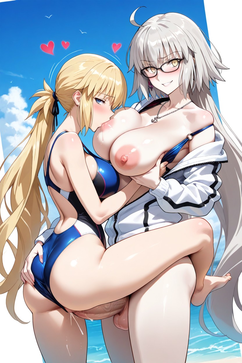 Futanari, The Jacket Is Worn Loosely, Sexo En Brazos Hentai IA