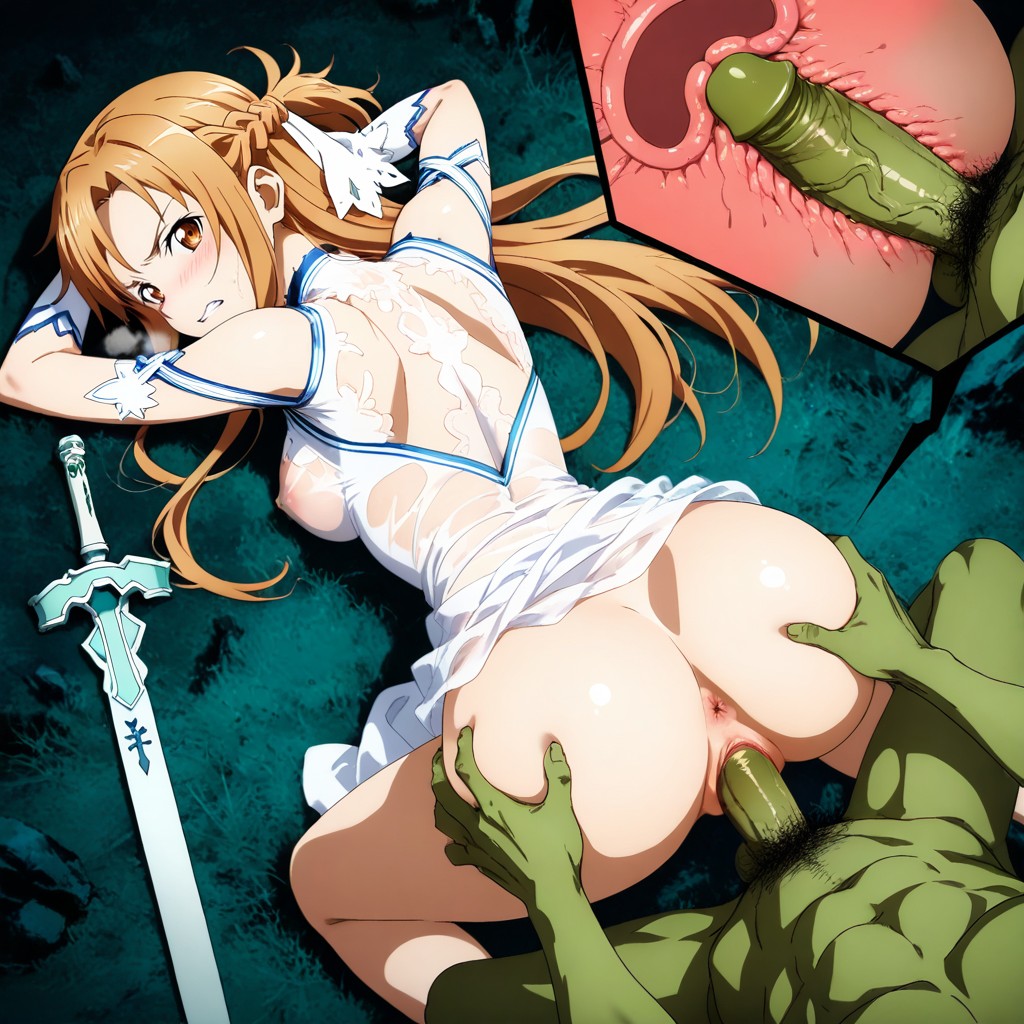 Oblique View, Laying On Her Back, Culo Pequeño Hentai IA