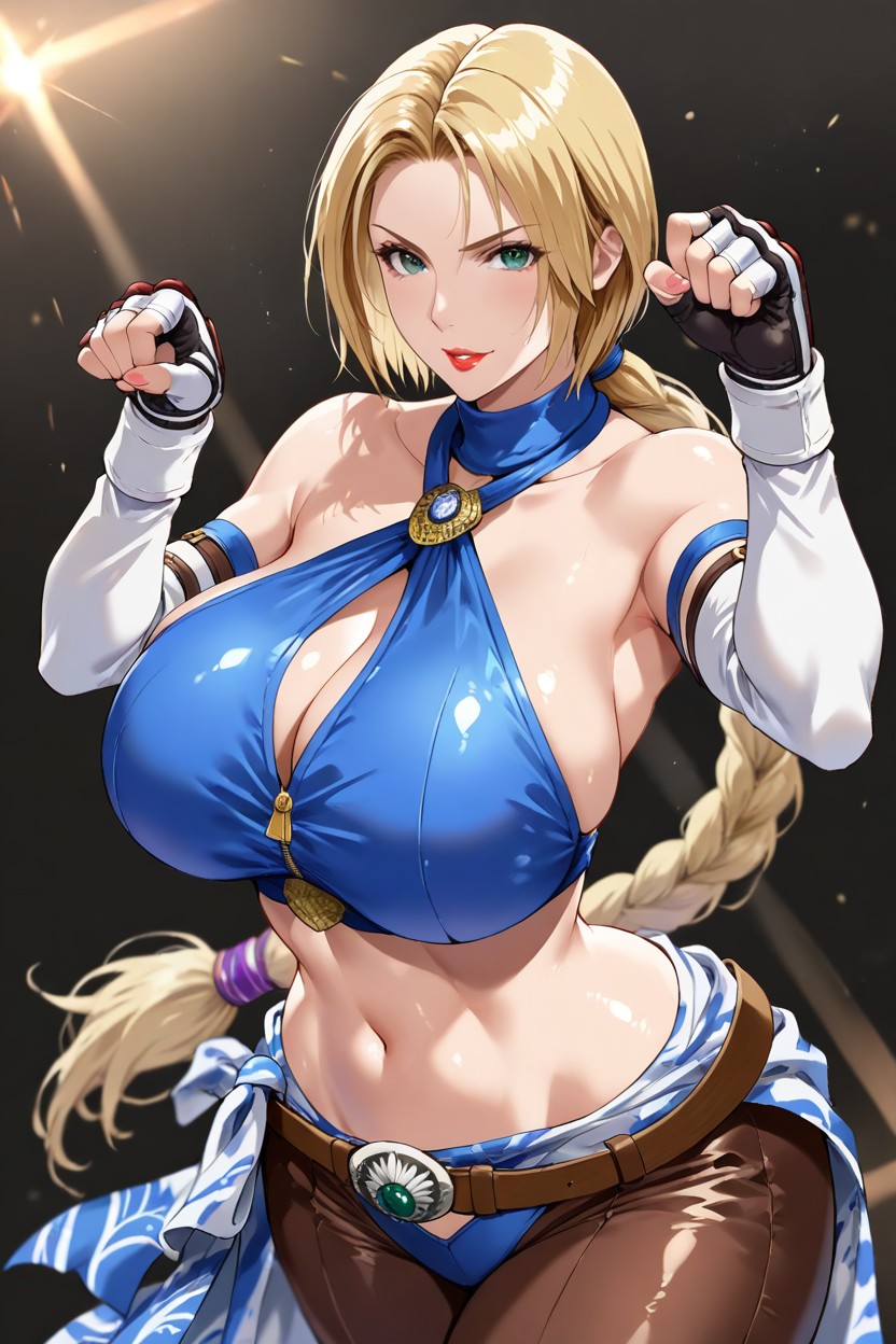 Monstrously Hyper Massive Breasts Bigger Than Body, "blue Mary From King Of Fighters", Snatched Waist Porno IA Hentai