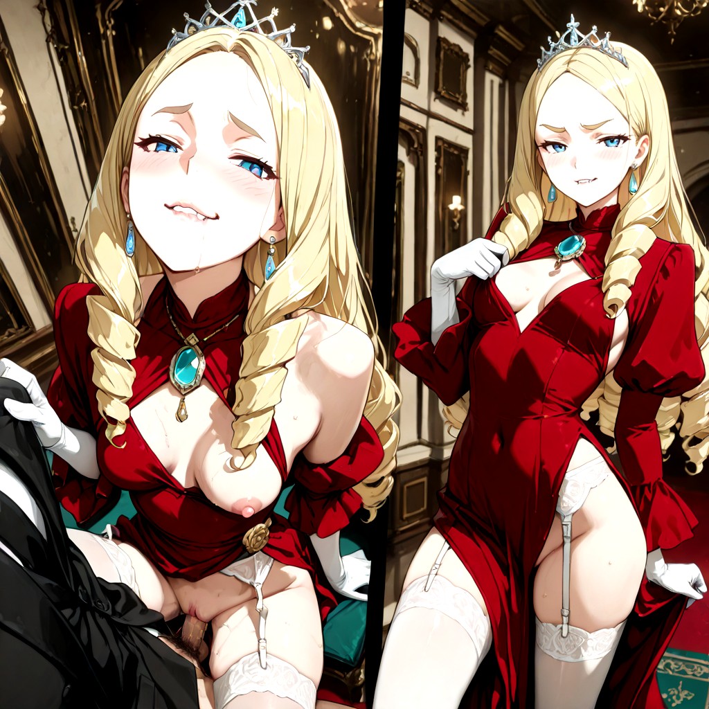 Red High Heels, Pussy Slightly Dripping Stringing Juice, Elegant Green Carpet And Fancy Room Hentai AI Porn