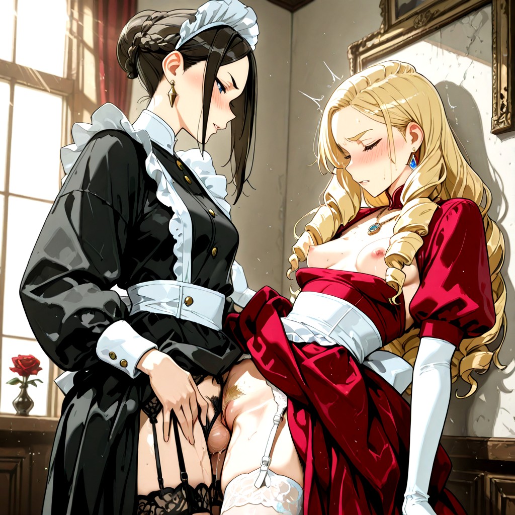 18+, Fully Clothed, Poofy Sleeves Cover Her Shoulders Hentai AI Porn