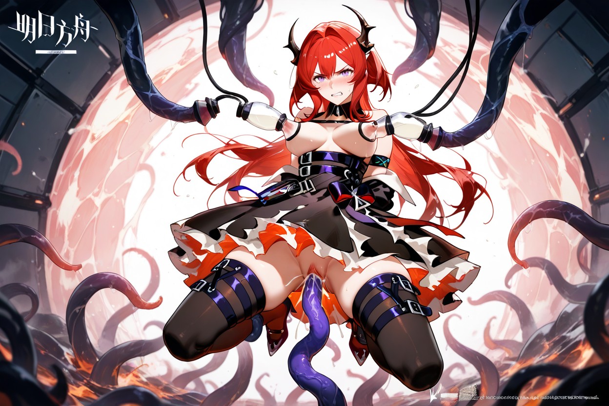 Anime Woman, Tentacles Around Body, Tentacles Grabbing Breast Hentai IA