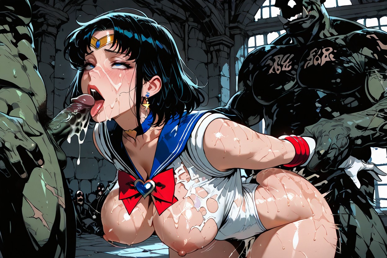 Messy Hair, Monster Sex, Visible Breasts Hentai IA