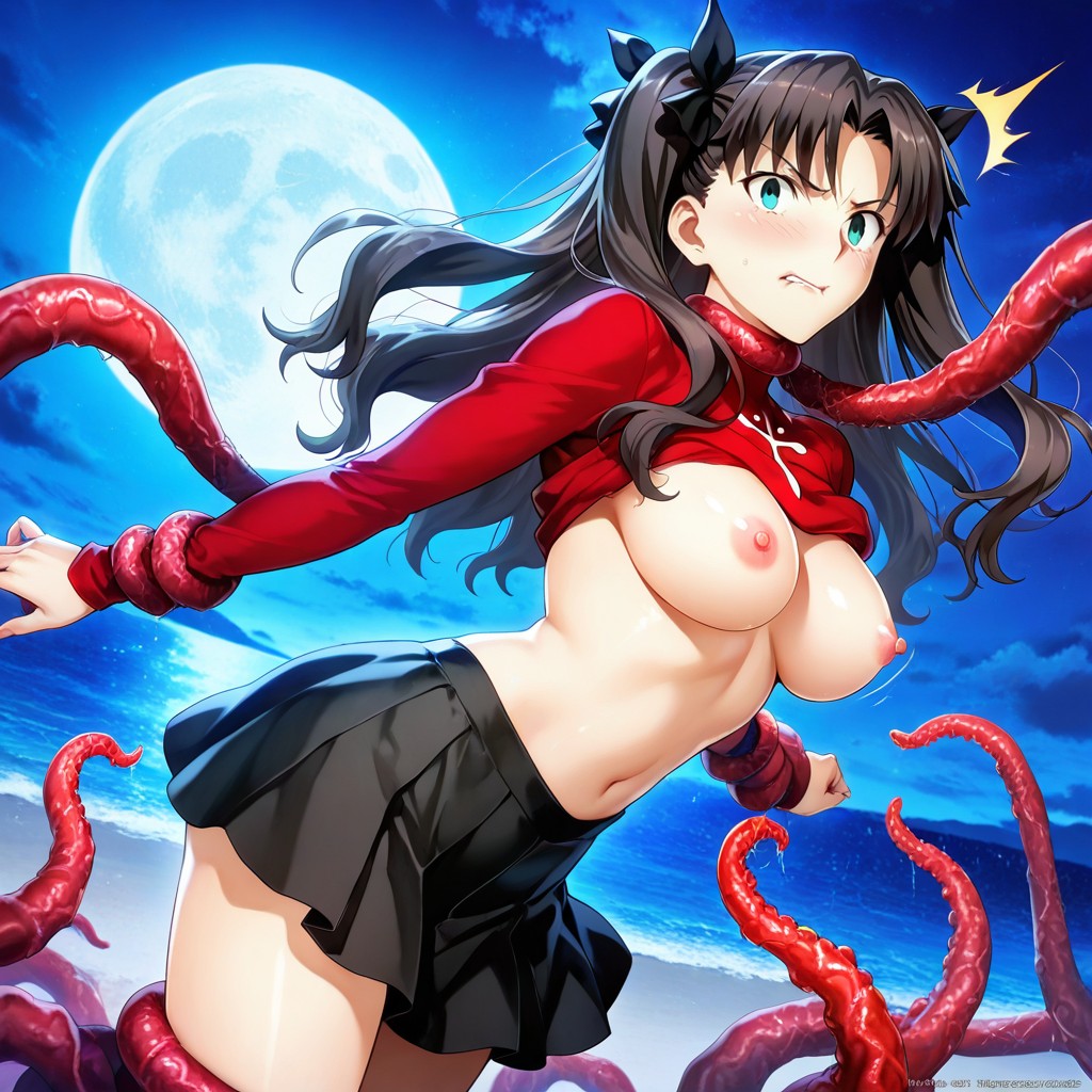 Tentacles Grope Her, Surprised Effect Icon, Angry Hentai AI Porn
