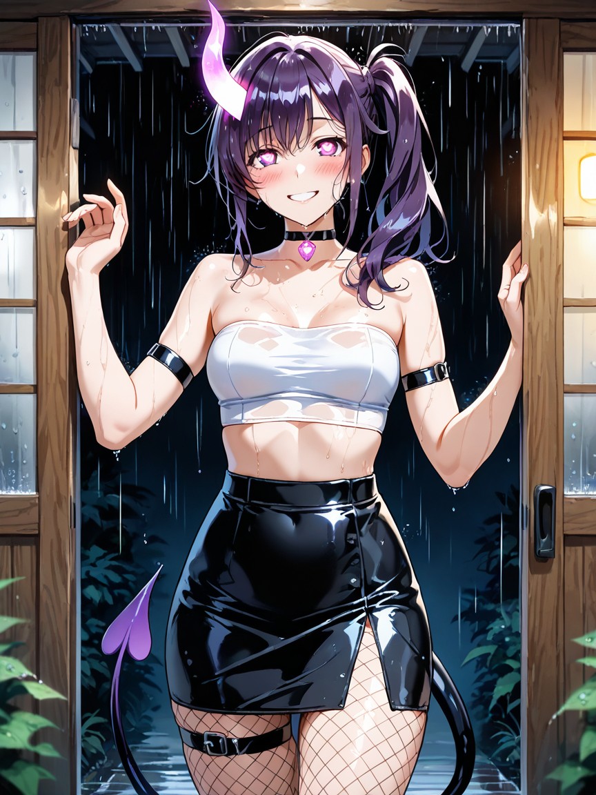 Black Skirt, Head Tilted Down, Horns Fade Away Hentai AI Porn