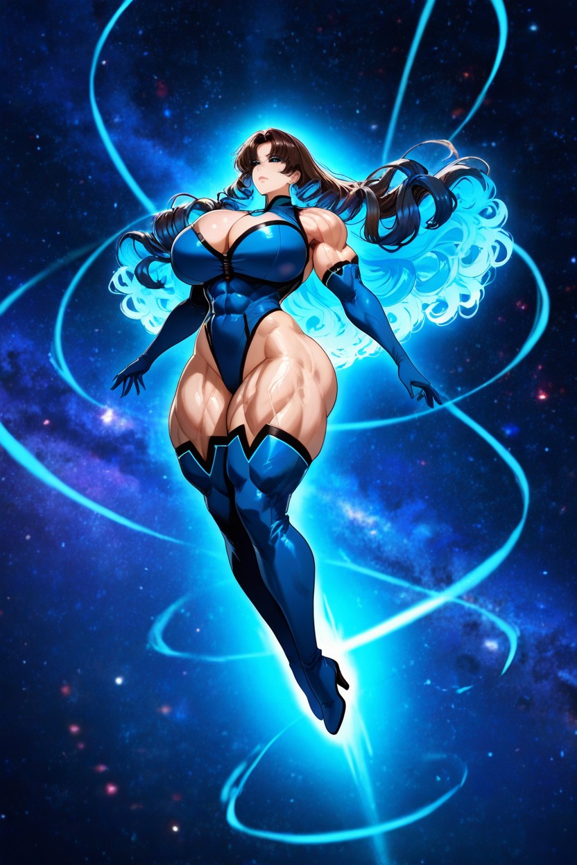 Sapphire Blue Gloves, Intense Expression, Thick Thighs Hentai AI Porn