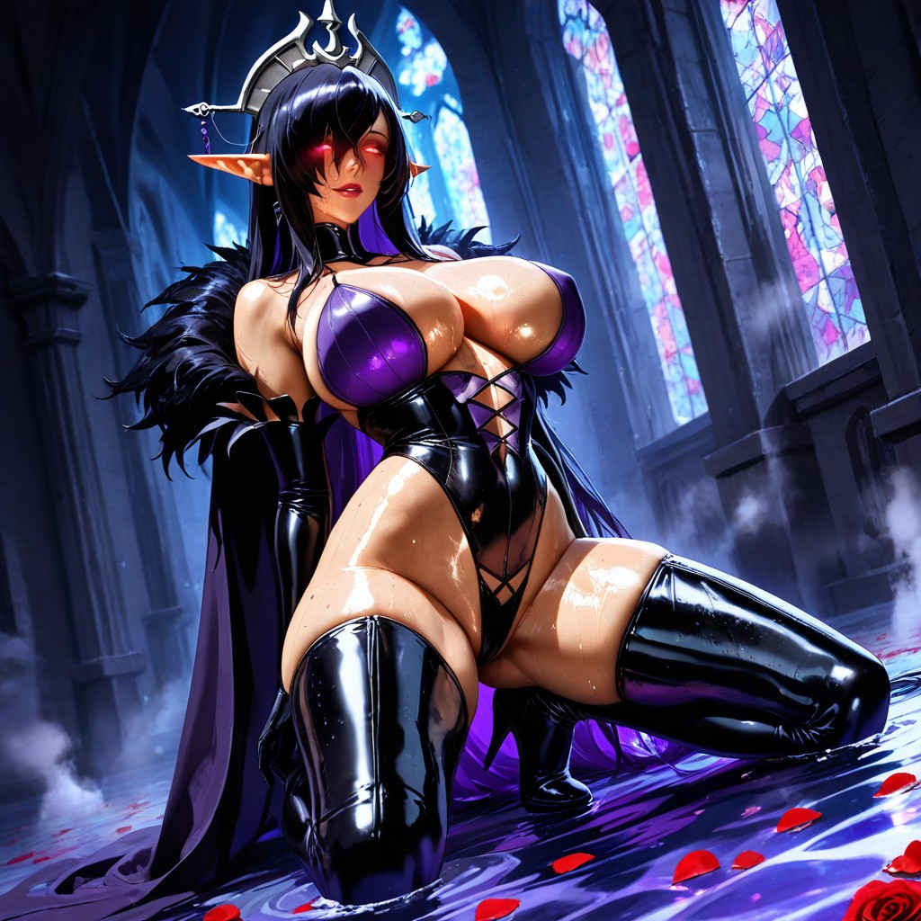 Dark Skin Covered In Glistening Droplets, Hideous Church, Elf Ears Hentai AI Porn