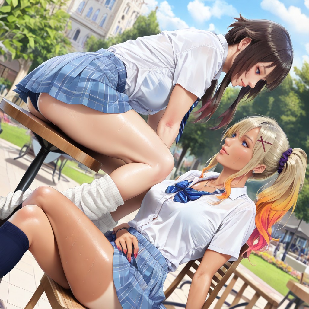 Sitting Cross-legged, 25+, Swimsuit Tan Lines Hentai AI Porn
