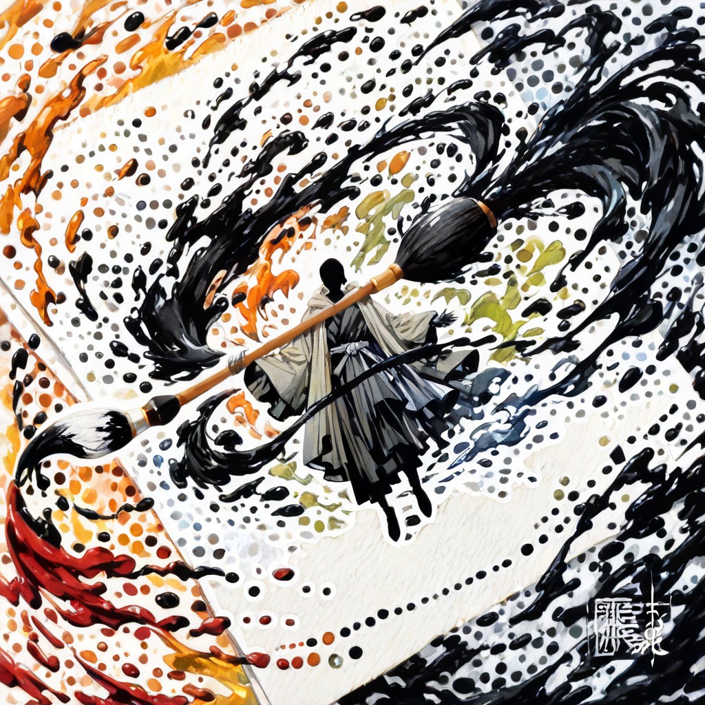 Sumi-e Influence, Faceless Ink Goddess Painting A Human Figure Into Existence With A Giant Brush, Muted Palette Hentai AI Porn