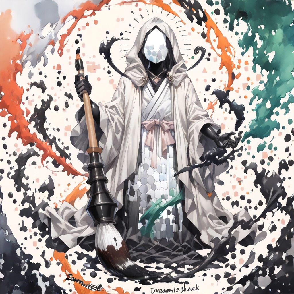 Mysterious Divine Artist, 18+, Translucent Gray-green Watercolor Washes Hentai AI Porn