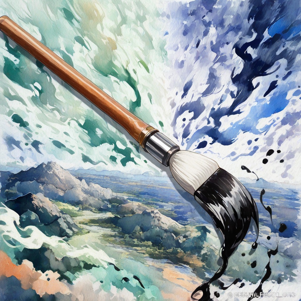 Asymmetrical Composition, Spontaneous Brushwork Art Style, Muted Palette Hentai IA