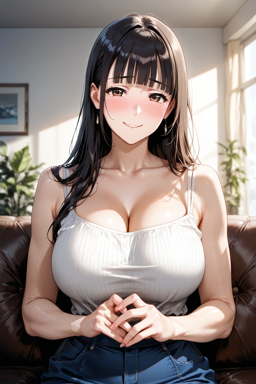 Flawless Anatomy, 18+, Sitting On A Living Room Sofa Porno IA Hentai