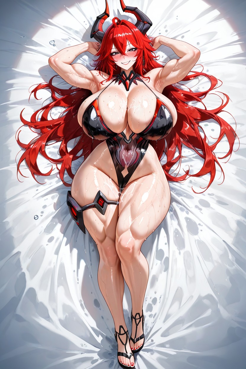 Full Body View, Very Sweaty, Shiny Skin Hentai IA