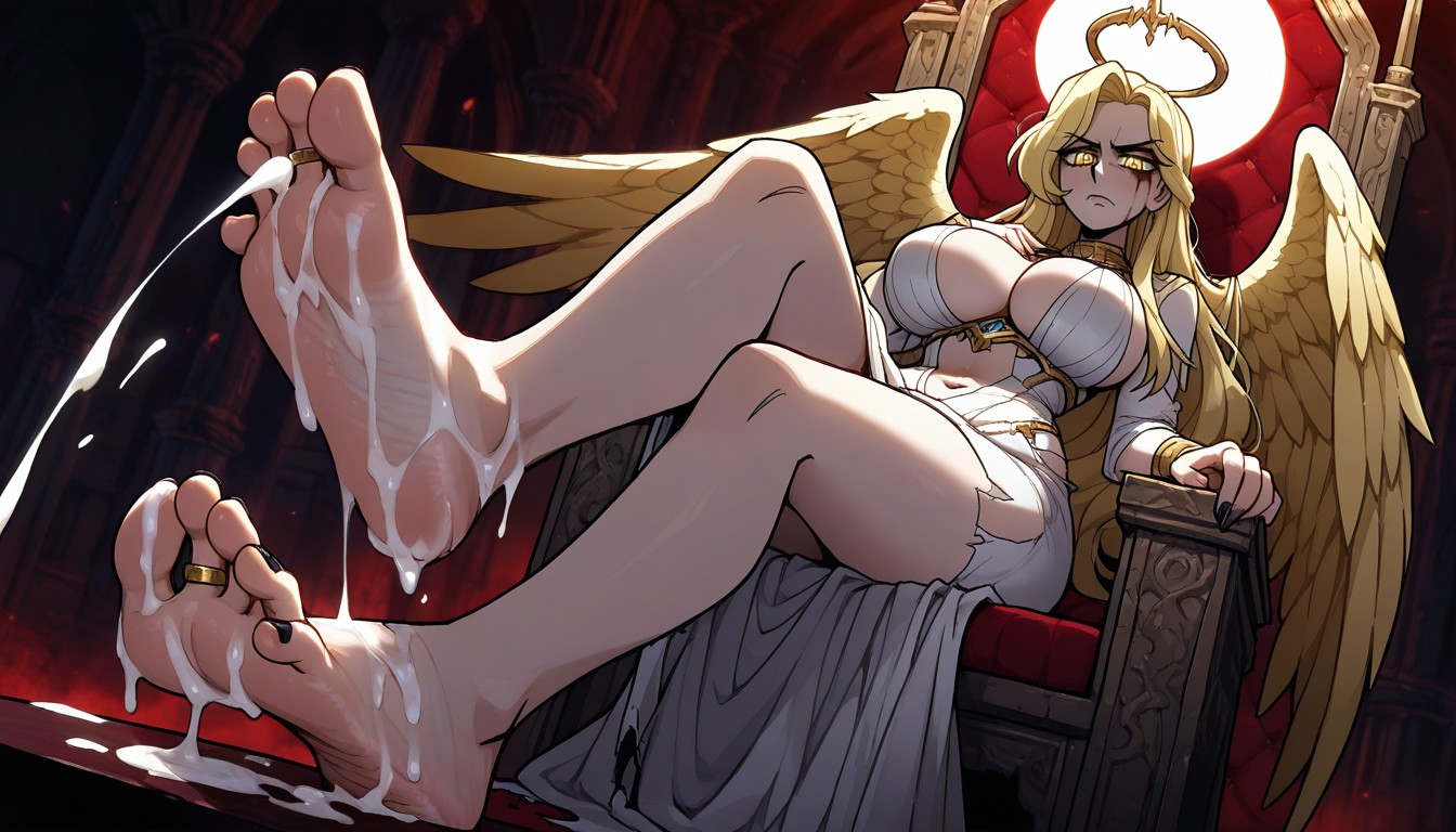 Black Toenails Polish, Focus On Foot Sole Visible, Backlit Hentai IA