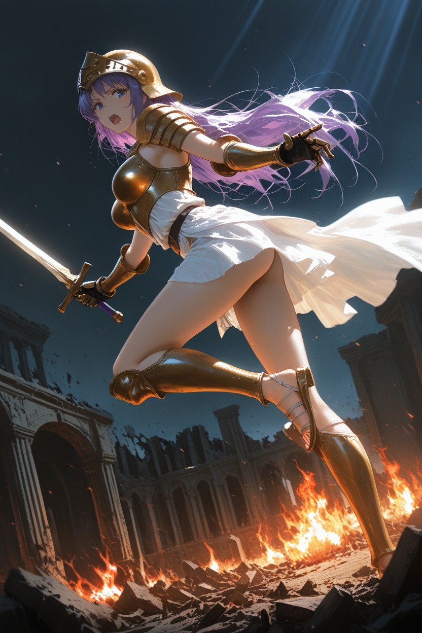 Golden Gauntlets, Skinny, Open Mouth Hentai AI Porn