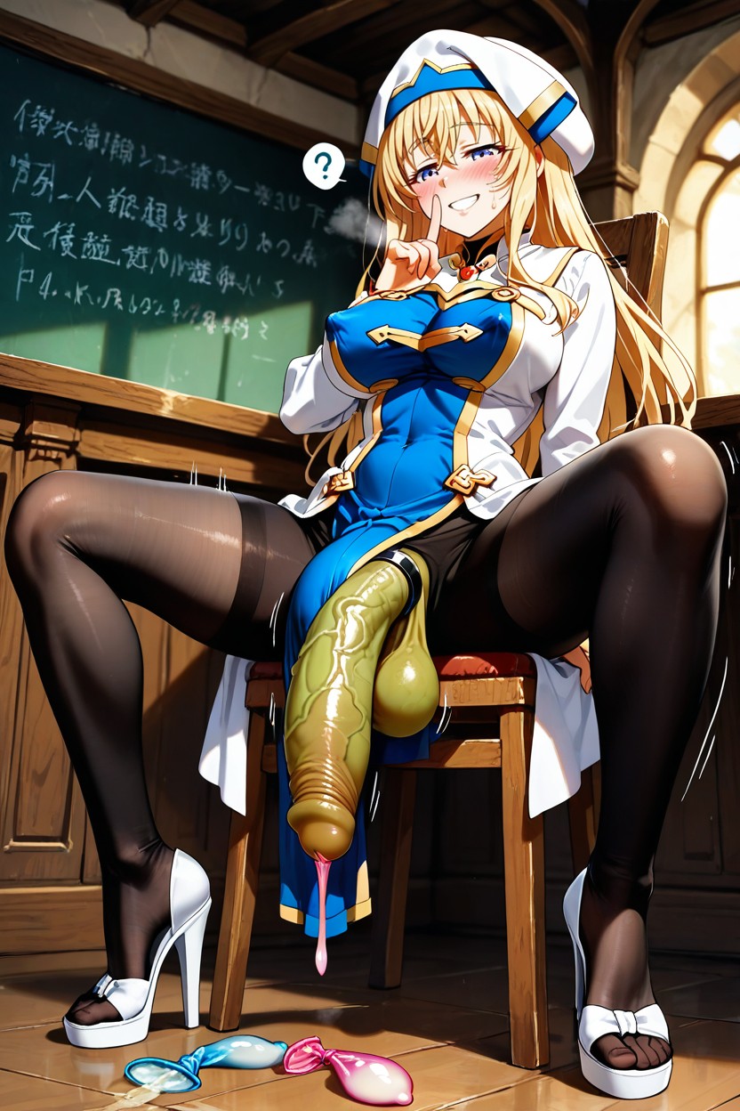 Giant Fat Flaccid Cock Cock Hanging Below Knees, Priestess From Goblin Slayer, Saggy Balls Hentai AI Porn