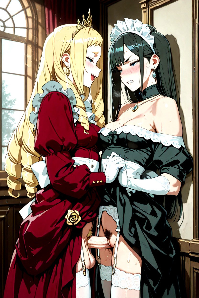 Hard Shadow, Blonde Princess Has A Futanari Cock, Both Dresses Hiked Up For Standing Missionary Position Sex Hentai AI Porn